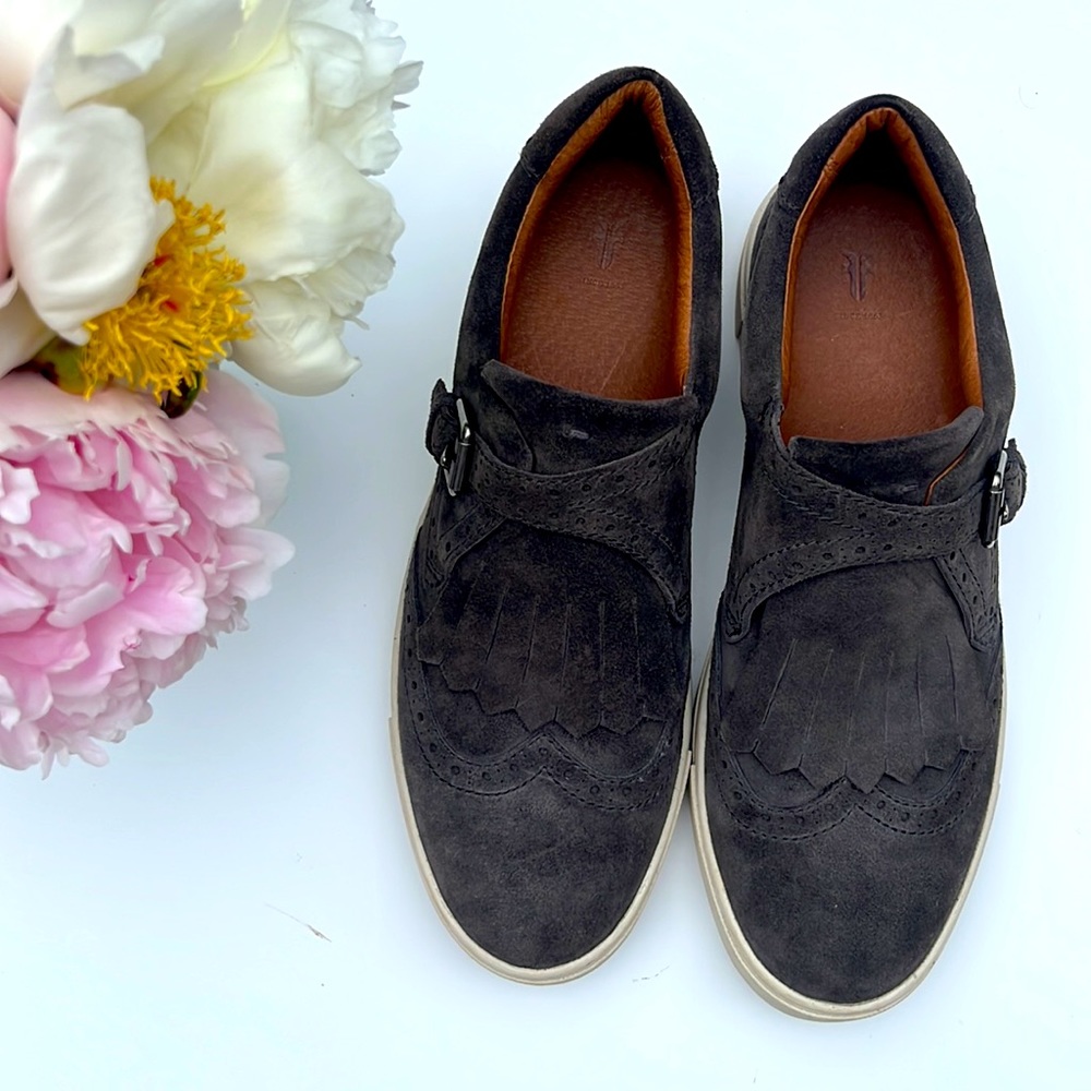 Frye Gemma Kiltie, Smoke Suede, size 8.5